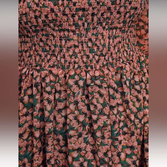 NWT Lulus Floral Forever Green and Pink Floral Print Smocked Skater Dress - Picture 5 of 10